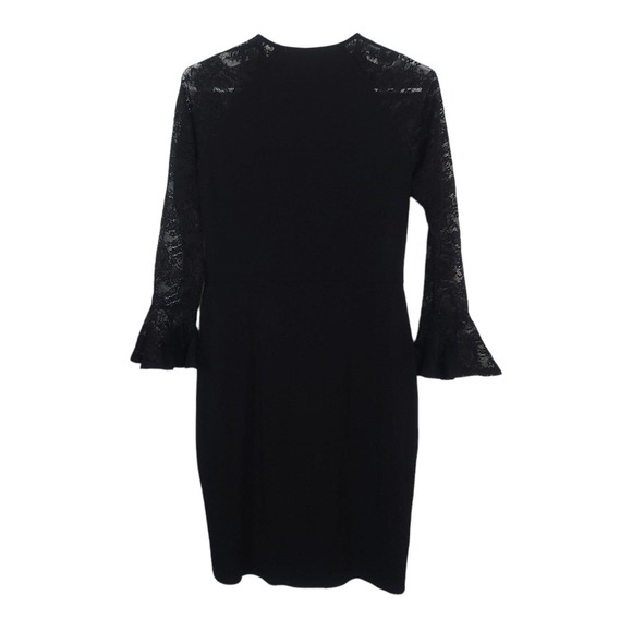 Suite 7 Faux Wrap Lace Bell Sleeve Mini Dress - Picture 7 of 7